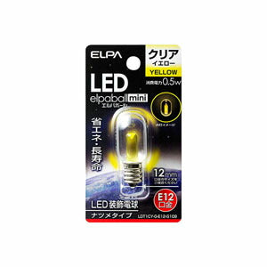 LDT1CY-G-E12-G109_1765300_LEDナツメ球 E12 クリアイエロー_ELPA(エルパ・朝日電器)